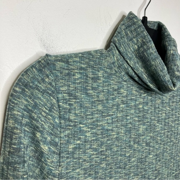 Madewell greeen space dyed ribbed cropped turtleneck top size medium - Picture 3 of 6